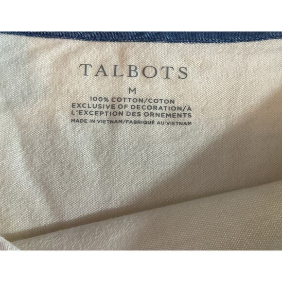 New Authentic Talbots Shirt  M Cream Multi Colored Stripe Blue Red Knit LS Top - Picture 6 of 7